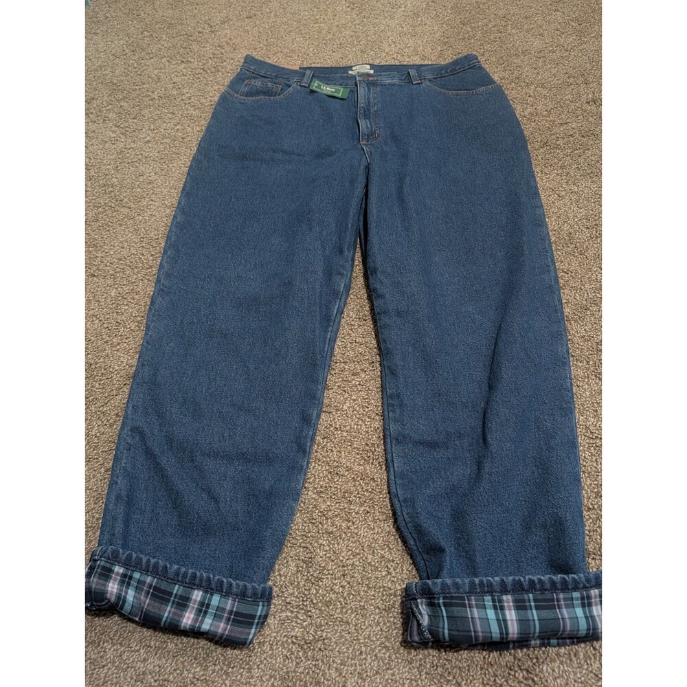L. L. Bean Women's Double L Relaxed Fit Flannel Lined Jeans Size 20 Regular NWT